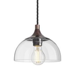 Industville Chelsea Clear Glass Dome Pendant - 8 Inch in Bronze - Size: 8 inches