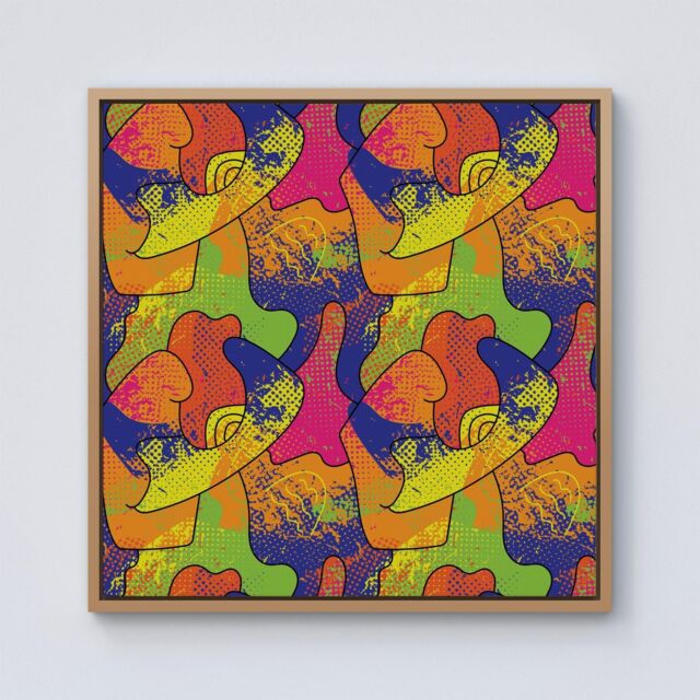 Warren Reed - Designer Bright Abstract Pattern Framed Canvas in Light Brown - Size: w40 inch x h40 inch - image 1