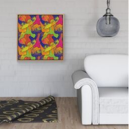 Warren Reed - Designer Bright Abstract Pattern Framed Canvas in Light Brown - Size: w40 inch x h40 inch - thumbnail 2