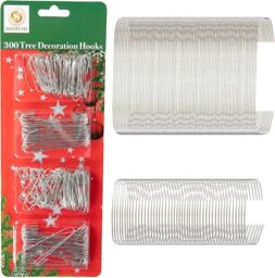 Shatchi 300Pcs Tree Decoration Hooks - Sturdy & Durable for Festive Ornaments in Silver - Size: 1 Pack - thumbnail 1