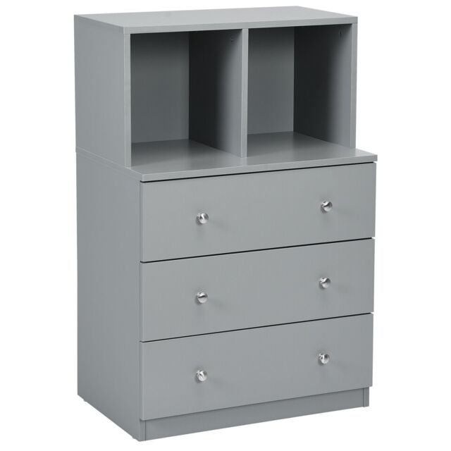 Costway 3-Drawer Chest Storage Cabinet Dresser Freestanding Organizer 2 Cubbies 3 Drawer in Grey - image 1
