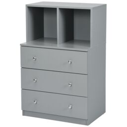 Costway 3-Drawer Chest Storage Cabinet Dresser Freestanding Organizer 2 Cubbies 3 Drawer in Grey - thumbnail 6
