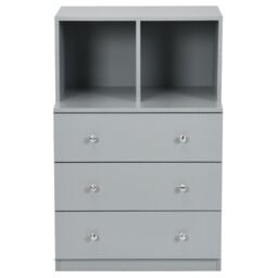 Costway 3-Drawer Chest Storage Cabinet Dresser Freestanding Organizer 2 Cubbies 3 Drawer in Grey - thumbnail 5
