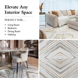 London Rug Company Claire Luxury Abstract Short Pile Rug in Cream - Size: 240 cm x 340 cm - thumbnail 5