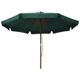 Berkfield Home Outdoor Parasol with Wooden Pole 330 cm Green - thumbnail 1