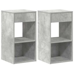 Berkfield Home Bedside Cabinets with Drawer 2 pcs Concrete Grey 35x34x66.5 cm - thumbnail 2