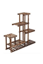 Living and Home Large Multi-Tiered Rustic Wooden Plant Stand Rack Decorative Display Shelf in Brown - thumbnail 2