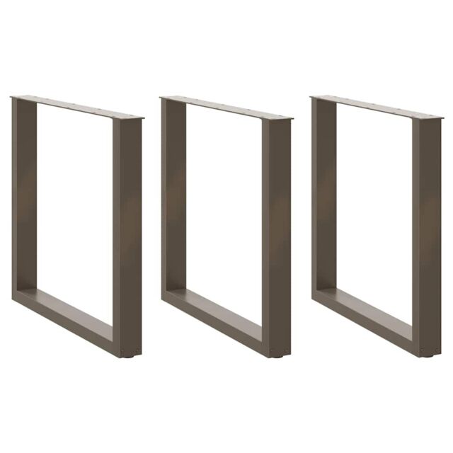 Berkfield Home Coffee Table Legs U-Shaped 3 pcs Natural Steel 80x(72-73) cm Steel in Brown - image 1