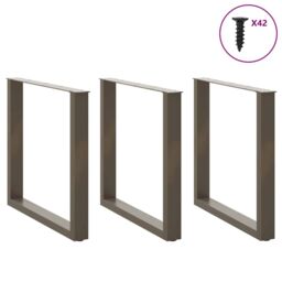 Berkfield Home Coffee Table Legs U-Shaped 3 pcs Natural Steel 80x(72-73) cm Steel in Brown - thumbnail 3