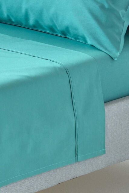 Homescapes Egyptian Cotton Flat Sheet 200 Thread Count in Teal - Size: Single Flat - image 1