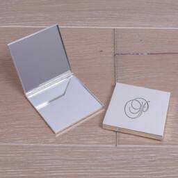 Uniqueful Women's Personalised Script Initial Silver Plated Compact Mirror Wedding Gift - thumbnail 3