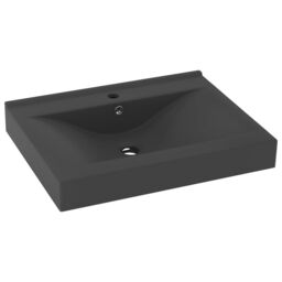 Berkfield Home Luxury Basin with Faucet Hole Matt Dark Grey 60x46 cm Ceramic - thumbnail 2