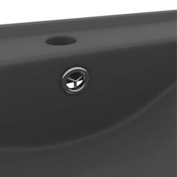 Berkfield Home Luxury Basin with Faucet Hole Matt Dark Grey 60x46 cm Ceramic - thumbnail 5