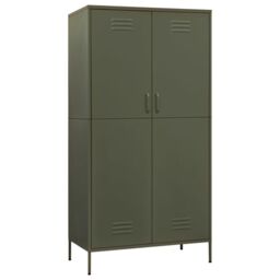 Berkfield Home Wardrobe Olive Green 90x50x180 cm Steel - Size: 90 x 50 x 180 cm - thumbnail 2