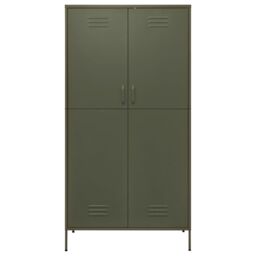 Berkfield Home Wardrobe Olive Green 90x50x180 cm Steel - Size: 90 x 50 x 180 cm - thumbnail 3