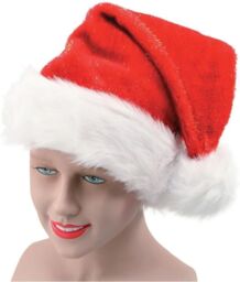 Shatchi Christmas Santa Hat with Glitter Lady Miss Santa Fancy Dress Costume Accessories Party Fun Stocking Filler Xmas Decorations in Red - thumbnail 3