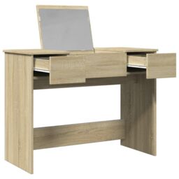 Berkfield Home Dressing Table with Mirror Sonoma Oak 100x45x76 cm in Brown - Size: 100 x 45 x 76 cm - thumbnail 4
