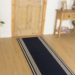 runrug Hallway Carpet Runner Rug - Soft & Comfy, 9mm - 'Key' in Blue - Size: 80 cm x 330 cm - thumbnail 1