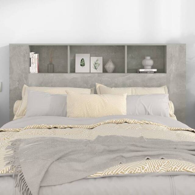 Berkfield Home Headboard Cabinet Concrete Grey 160x18.5x104.5 cm - image 1