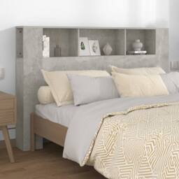 Berkfield Home Headboard Cabinet Concrete Grey 160x18.5x104.5 cm - thumbnail 2