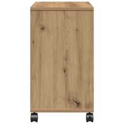 Berkfield Home Side Table on Wheels - Artisan Oak, 50x30x55 cm, Made of Engineered Wood in Brown - Size: 50 x 30 x 55 cm - thumbnail 7
