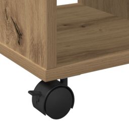 Berkfield Home Side Table on Wheels - Artisan Oak, 50x30x55 cm, Made of Engineered Wood in Brown - Size: 50 x 30 x 55 cm - thumbnail 9