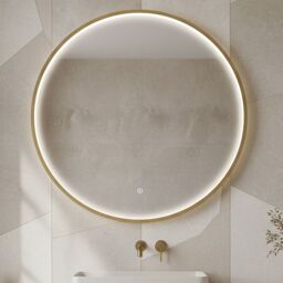 Balterley Round Inset Framed LED Mirror with Demister Pad, 600mm - Brushed Brass in Metallics - thumbnail 8