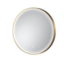 Balterley Round Inset Framed LED Mirror with Demister Pad, 600mm - Brushed Brass in Metallics