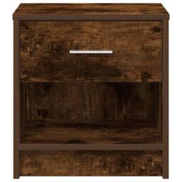 Berkfield Home Durable Bedside Cabinet with Drawer Smoked Oak 39x28x41 cm in Brown - Size: 39 x 28 x 41 cm - thumbnail 4