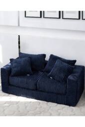 Groundlevel Camden 2 Seater Velvet Sofa in Navy - thumbnail 2
