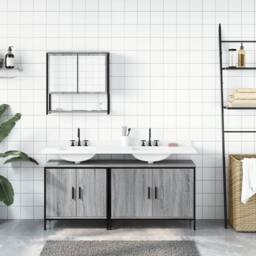 Berkfield Home 3 Piece Bathroom Furniture Set Grey Sonoma Engineered Wood - thumbnail 3