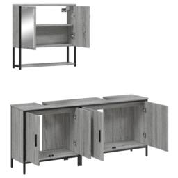 Berkfield Home 3 Piece Bathroom Furniture Set Grey Sonoma Engineered Wood - thumbnail 6
