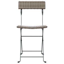 Berkfield Home Folding Bistro Chairs 8 pcs Grey Poly Rattan & Steel - thumbnail 4