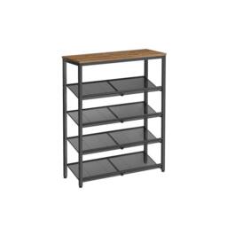 Pirlo Plush 5 Tier Industrial Shoe Rack Hallway Storage Organiser in Brown - thumbnail 7