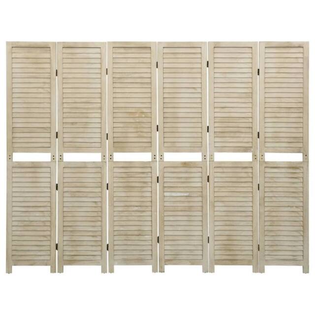 Berkfield Home 6-Panel Room Divider 210x165 cm Solid Wood Paulownia in Light Beige - image 1