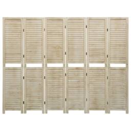 Berkfield Home 6-Panel Room Divider 210x165 cm Solid Wood Paulownia in Light Beige