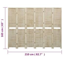 Berkfield Home 6-Panel Room Divider 210x165 cm Solid Wood Paulownia in Light Beige - thumbnail 7