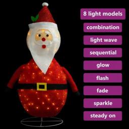 Berkfield Home Decorative Christmas Santa Claus Figure LED Luxury Fabric 90cm - thumbnail 4