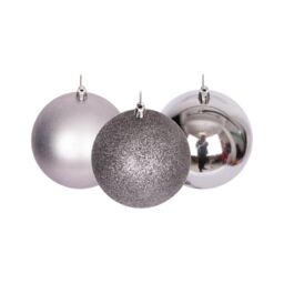 Shatchi Christmas decoration baubles mid grey 6cm 18pcs set - thumbnail 1