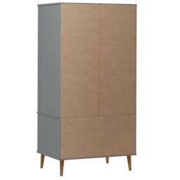 Berkfield Home Wardrobe MOLDE Grey 90x55x175 cm Solid Wood Pine - Size: 90 x 55 x 175 cm - thumbnail 7