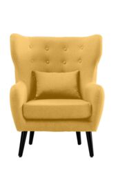 More4Homes Winslow Wing Back Fabric Occasional Button Back Armchair w Footstool in Mustard - thumbnail 2