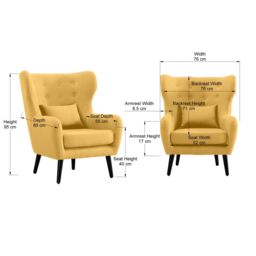 More4Homes Winslow Wing Back Fabric Occasional Button Back Armchair w Footstool in Mustard - thumbnail 7