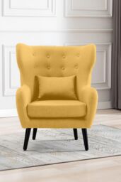 More4Homes Winslow Wing Back Fabric Occasional Button Back Armchair w Footstool in Mustard - thumbnail 6
