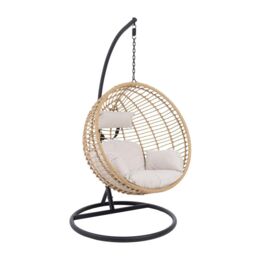 Charles Bentley Single Hanging Swing Chair H198 x Diameter 104cm Natural in Beige - thumbnail 5