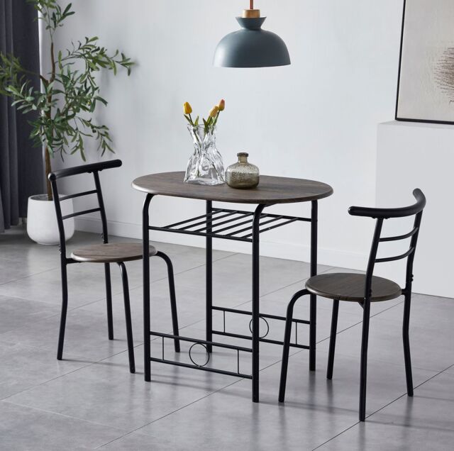 MCC Direct Breakfast Bar Table with 2 chairs Barley in Dark Brown - image 1