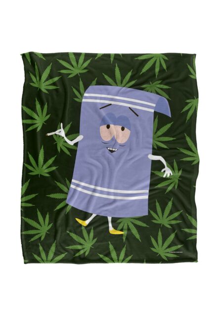 South Park Towlie Pot Leaves Silky Touch Super Soft Throw Blanket 152 X 127 cm in White - image 1