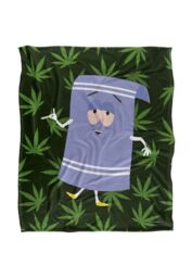 South Park Towlie Pot Leaves Silky Touch Super Soft Throw Blanket 152 X 127 cm in White - thumbnail 1