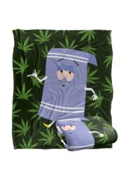 South Park Towlie Pot Leaves Silky Touch Super Soft Throw Blanket 152 X 127 cm in White - thumbnail 2