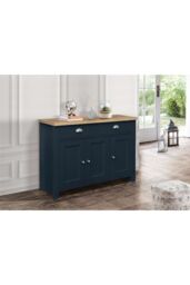 Birlea Sideboard Cream & Oak Highgate 3 Door 2 Drawer Navy Farmhouse Shabby Chic in Blue