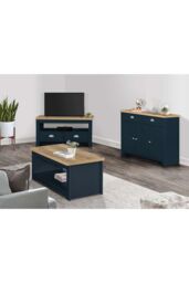Birlea Sideboard Cream & Oak Highgate 3 Door 2 Drawer Navy Farmhouse Shabby Chic in Blue - thumbnail 2
